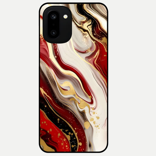  Red And White Marble Glass Case For Oneplus 15R back cover – full design glossy printed glass finish