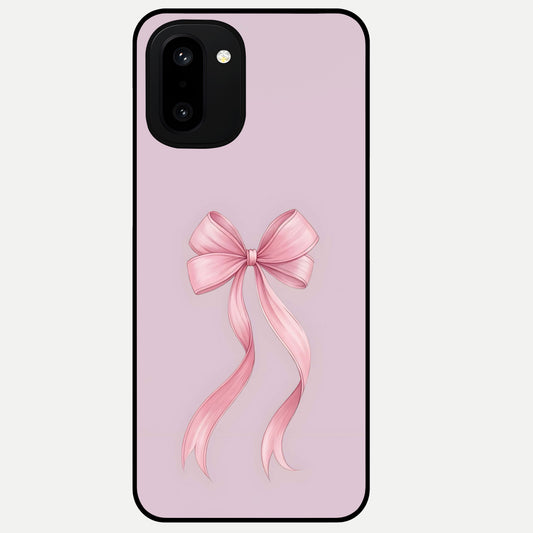  Soft Blush Bow Glass Case For Oneplus 15R back cover – full design glossy printed glass finish