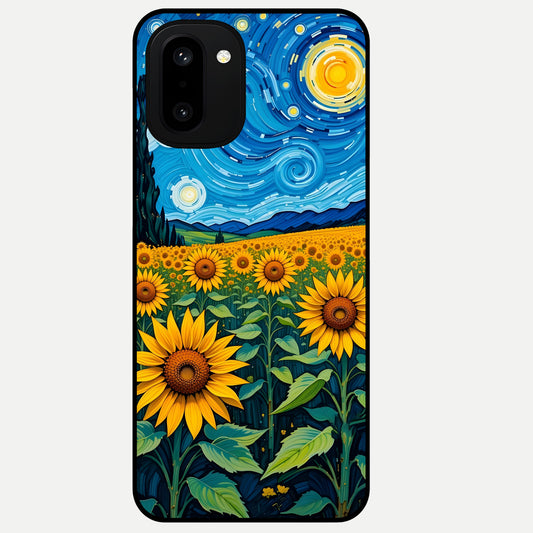  Starry Sunflower Dreams Glass Case For Oneplus 15R back cover – full design glossy printed glass finish