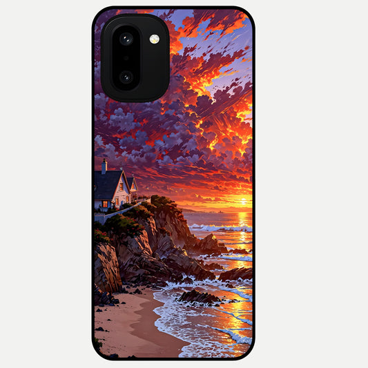  Sunset House By Sea Glass Case For Oneplus 15R back cover – full design glossy printed glass finish