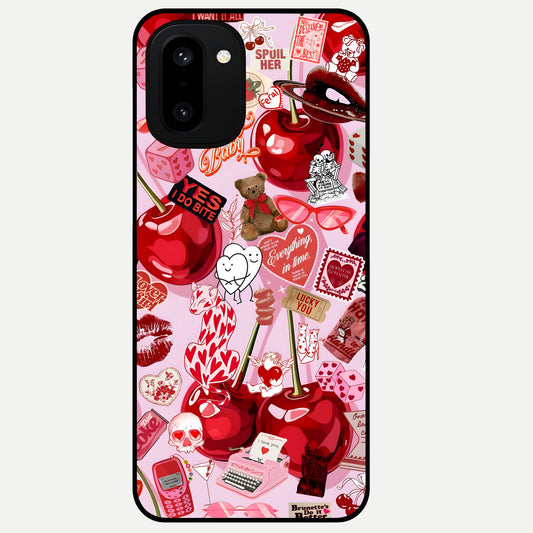  Sweet Cherry Chaos Glass Case For Oneplus 15R back cover – full design glossy printed glass finish