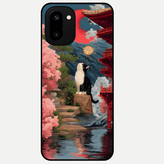  Temple Cat Scenery Glass Case For Oneplus 15R back cover – full design glossy printed glass finish