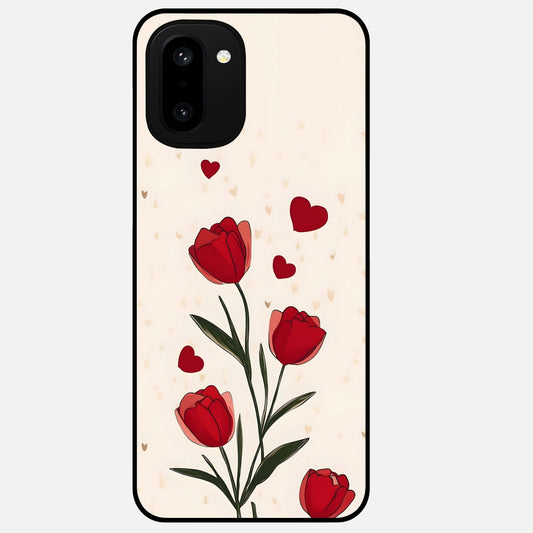 Tulip With Heart Glass Case For Oneplus 15R back cover – full design glossy printed glass finish