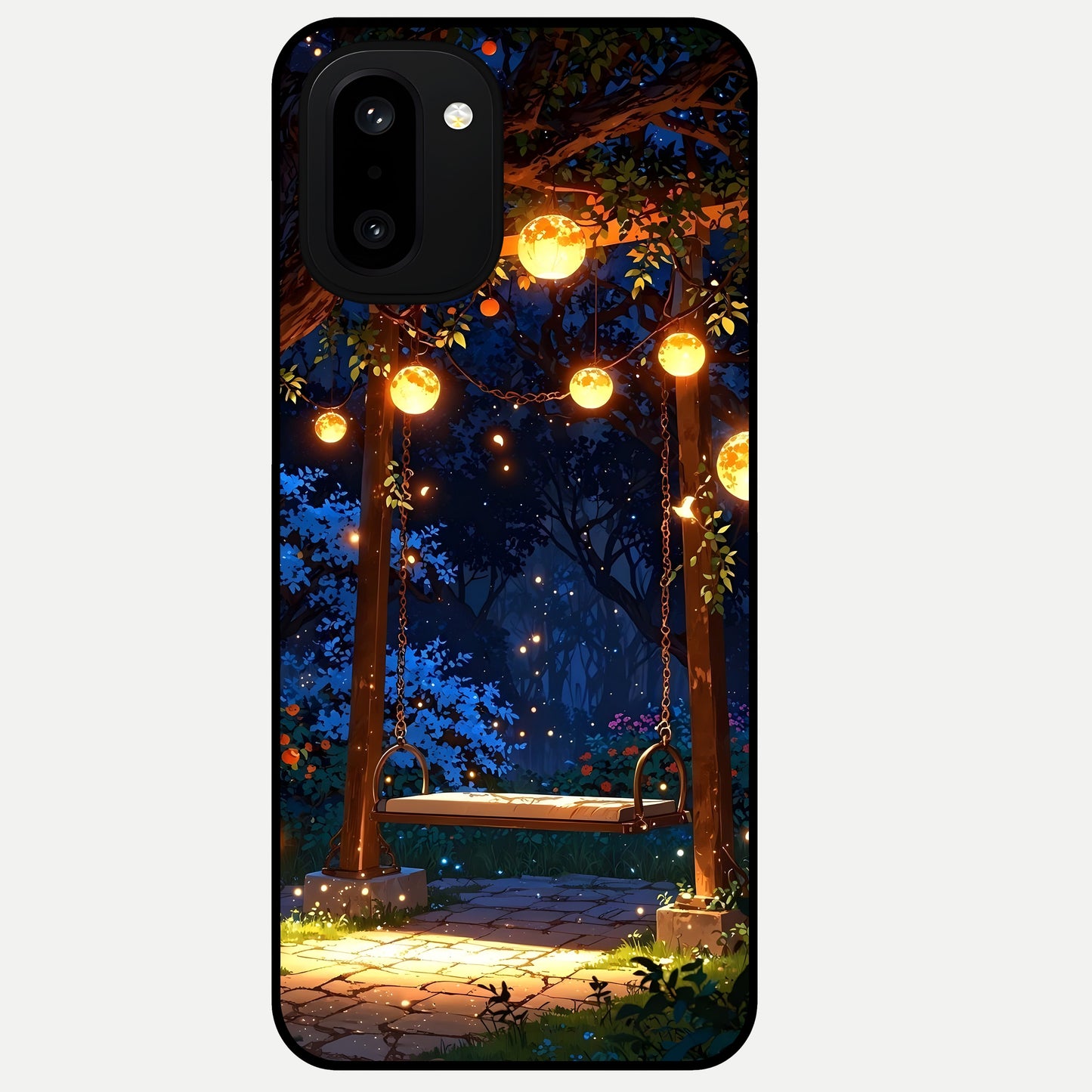  Twilight Garden Swing Glass Case For Oneplus 15R back cover – full design glossy printed glass finish