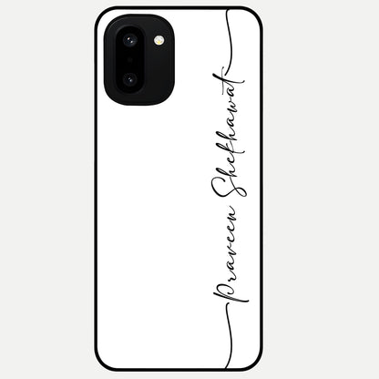  White Tune Custom Name Glass Case For Oneplus 15R back cover – personalized glossy printed glass finish