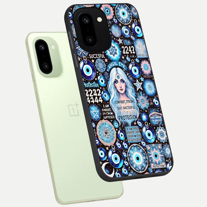  Angel Aura Shield phone case For Oneplus 15R showing premium glass back cover with detailed artwork