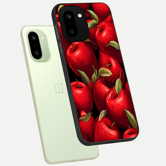  Apple Pattern phone case For Oneplus 15R showing premium glass back cover with detailed artwork