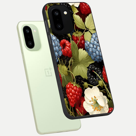  Berry Bloom Charm phone case For Oneplus 15R showing premium glass back cover with detailed artwork