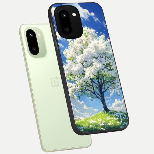  Blossom Sky Serenity phone case For Oneplus 15R showing premium glass back cover with detailed artwork