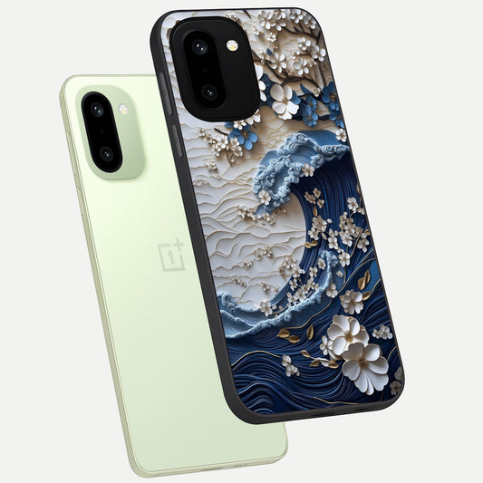  Blossom Wave Art phone case For Oneplus 15R showing premium glass back cover with detailed artwork