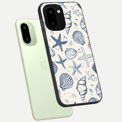  Blue Ocean Outline phone case For Oneplus 15R showing premium glass back cover with detailed artwork