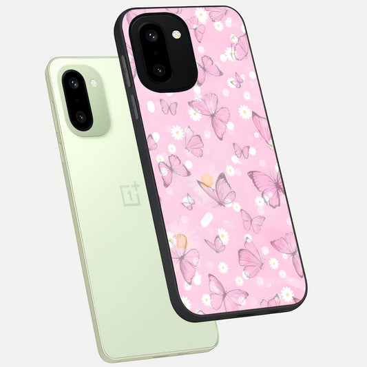  Blush Butterfly Garden phone case For Oneplus 15R showing premium glass back cover with detailed artwork