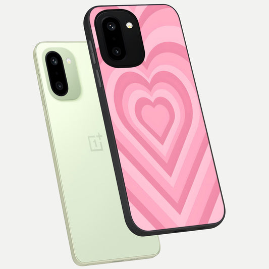  Blush Heart Waves phone case For Oneplus 15R showing premium glass back cover with detailed artwork