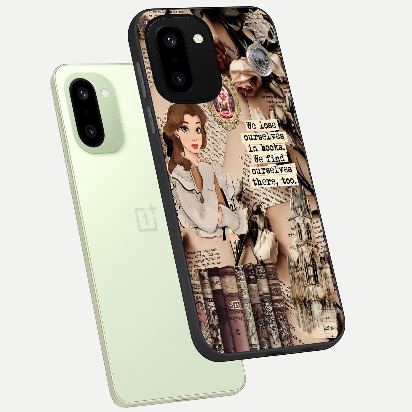  Bookish Dream World phone case For Oneplus 15R showing premium glass back cover with detailed artwork