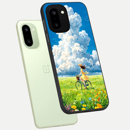  Breezy Meadow Ride phone case For Oneplus 15R showing premium glass back cover with detailed artwork