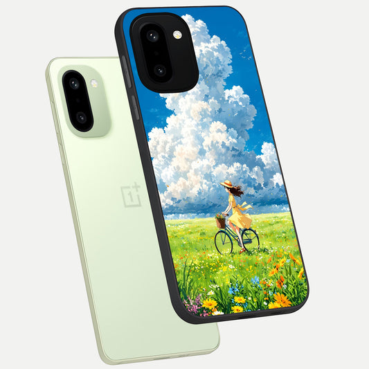  Breezy Meadow Ride phone case For Oneplus 15R showing premium glass back cover with detailed artwork