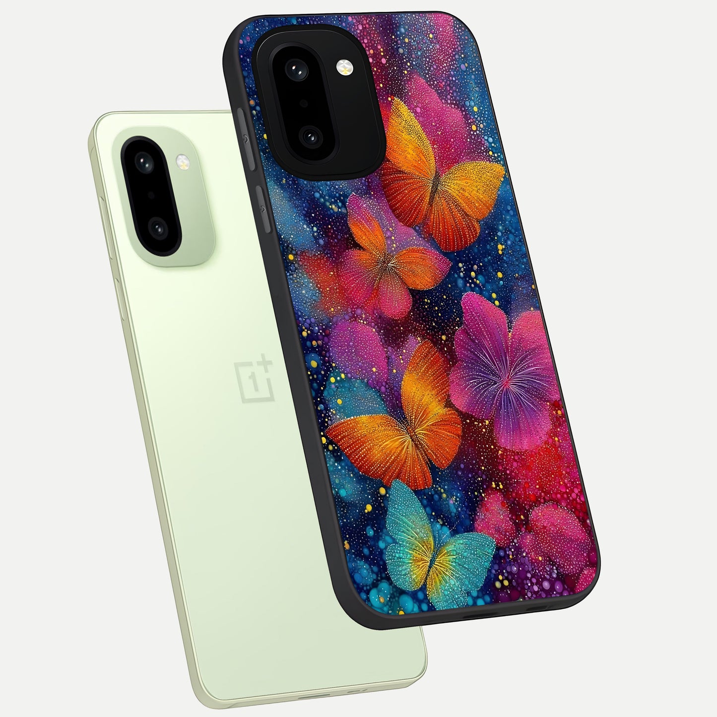  Butterfly Dream Mist phone case For Oneplus 15R showing premium glass back cover with detailed artwork