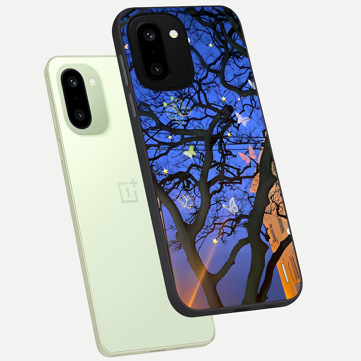  Butterfly Night Magic phone case For Oneplus 15R showing premium glass back cover with detailed artwork