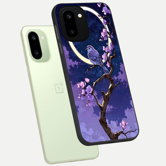  Celestial Bird Blossom phone case For Oneplus 15R showing premium glass back cover with detailed artwork