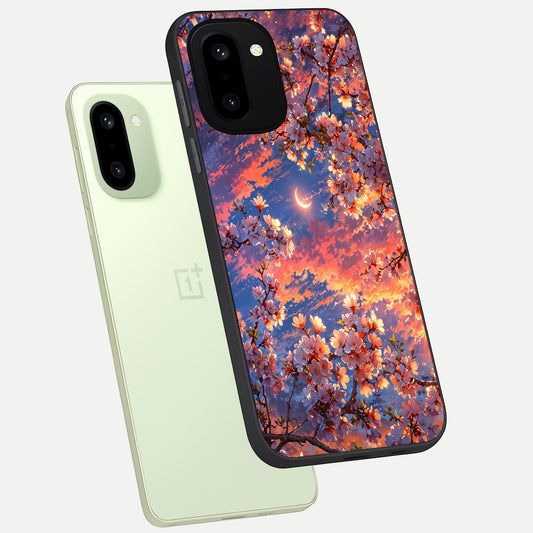  Celestial Sakura Sunset phone case For Oneplus 15R showing premium glass back cover with detailed artwork