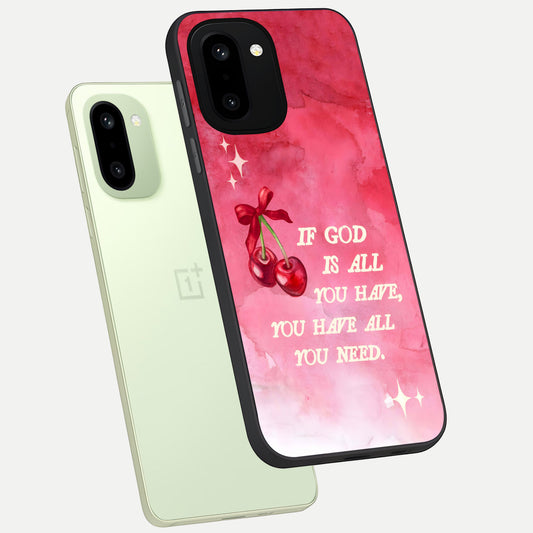  Cherry Quote phone case For Oneplus 15R showing premium glass back cover with detailed artwork