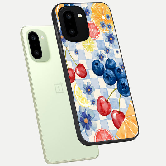  Citrus Bloom Joy phone case For Oneplus 15R showing premium glass back cover with detailed artwork