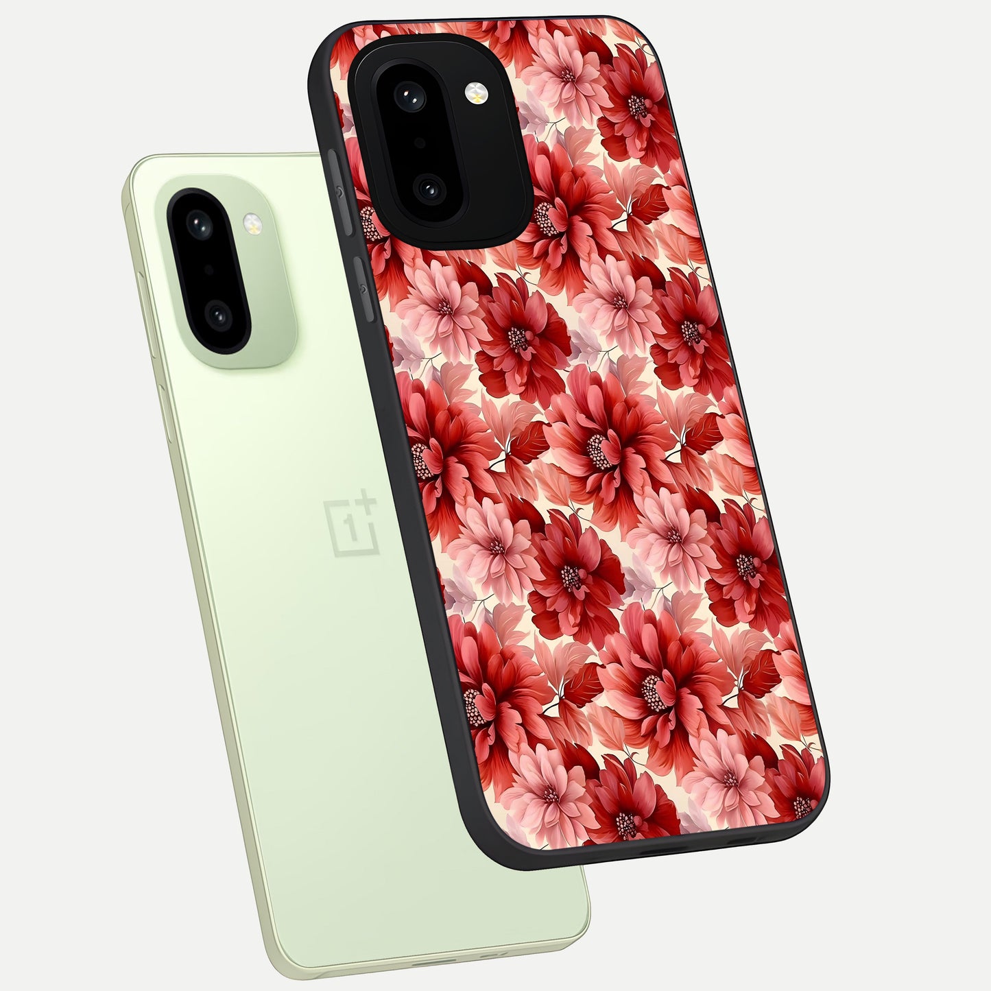  Crimson Love Petals phone case For Oneplus 15R showing premium glass back cover with detailed artwork