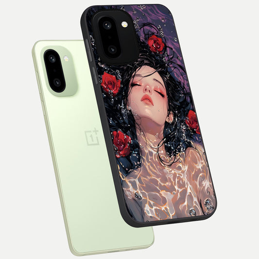  Crimson Rose Serenity phone case For Oneplus 15R showing premium glass back cover with detailed artwork