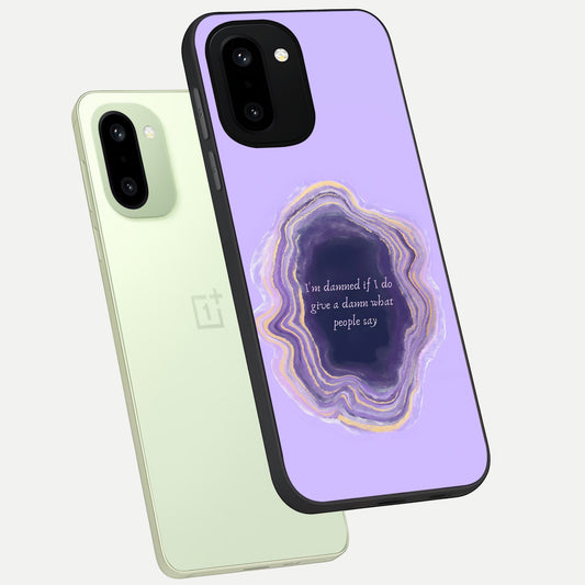  Damned People Quote phone case For Oneplus 15R showing premium glass back cover with detailed artwork