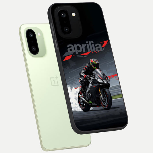  Dark Aprilla phone case For Oneplus 15R showing premium glass back cover with detailed artwork