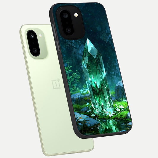 Emerald Light Crystal phone case For Oneplus 15R showing premium glass back cover with detailed artwork