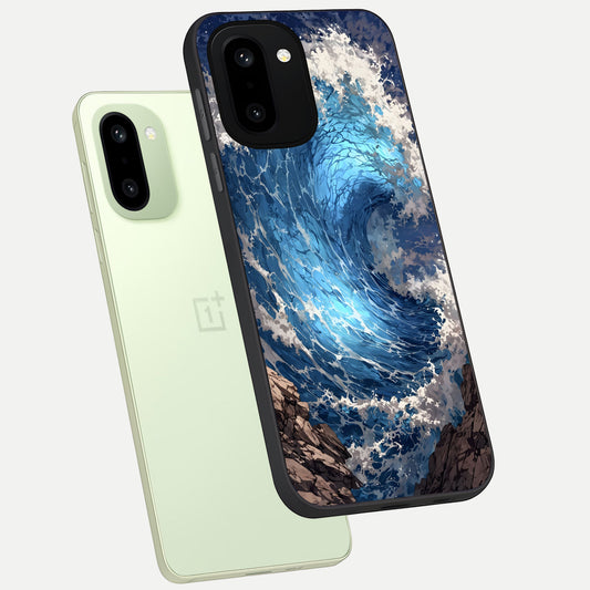  Giant Ocean Wave phone case For Oneplus 15R showing premium glass back cover with detailed artwork