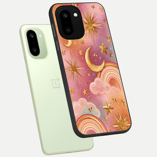  Golden Celestial Dreams phone case For Oneplus 15R showing premium glass back cover with detailed artwork