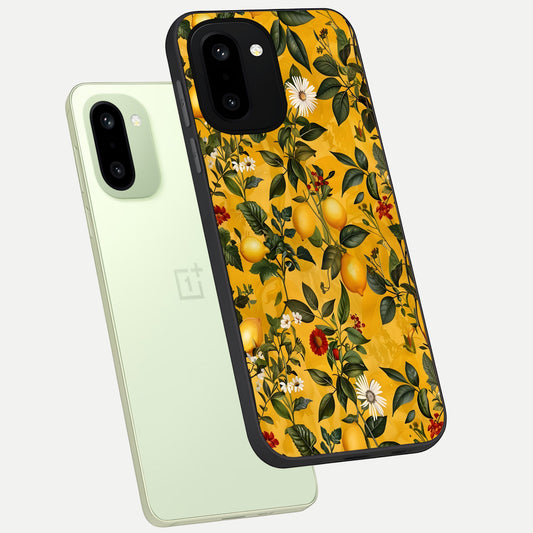  Golden Lemon Field phone case For Oneplus 15R showing premium glass back cover with detailed artwork