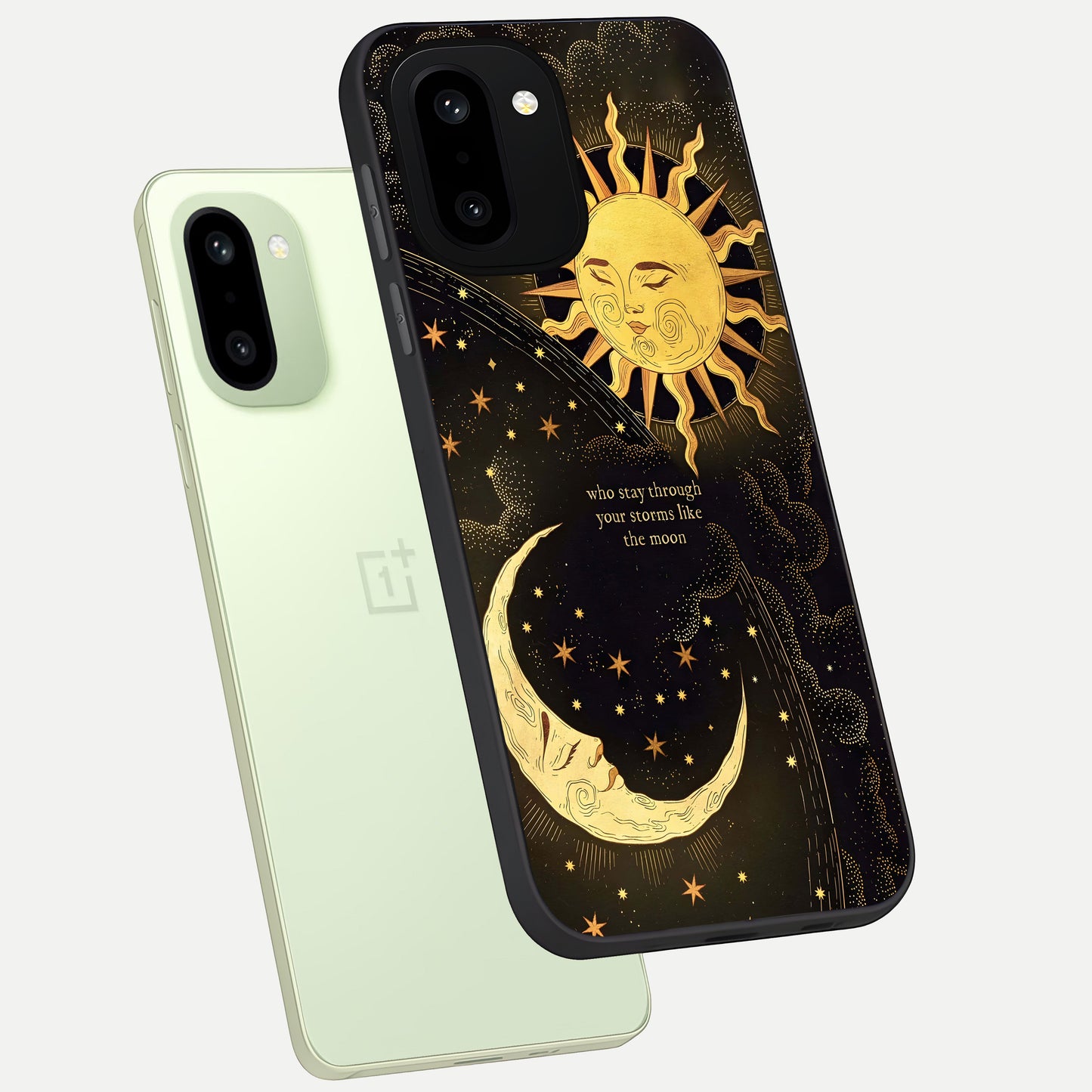  Golden Lunar Love phone case For Oneplus 15R showing premium glass back cover with detailed artwork