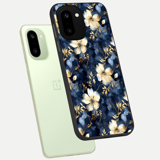  Golden Midnight Bloom phone case For Oneplus 15R showing premium glass back cover with detailed artwork