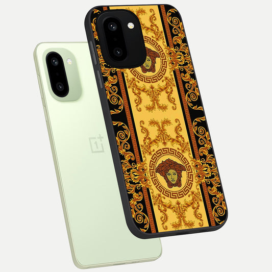  Golden Royal Heritage phone case For Oneplus 15R showing premium glass back cover with detailed artwork