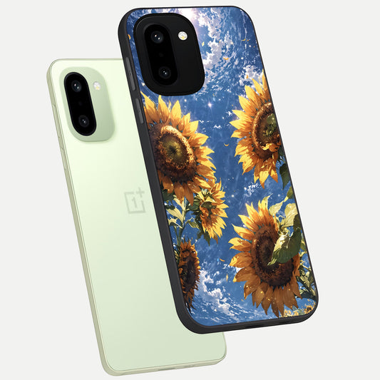  Heavenly Sunflower Rise phone case For Oneplus 15R showing premium glass back cover with detailed artwork