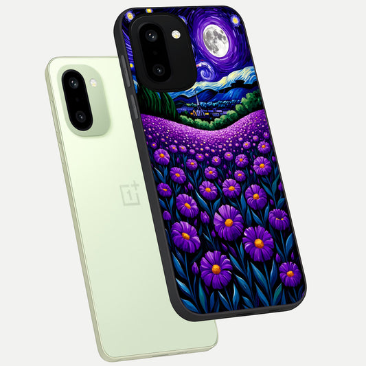  Lavender Moon Field phone case For Oneplus 15R showing premium glass back cover with detailed artwork