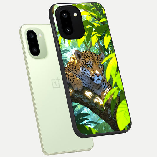 Leopard in Jungle phone case For Oneplus 15R showing premium glass back cover with detailed artwork