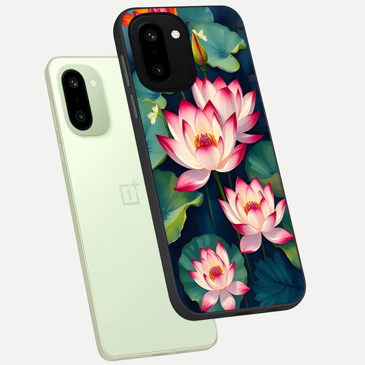  Lotus Dream Serenity phone case For Oneplus 15R showing premium glass back cover with detailed artwork