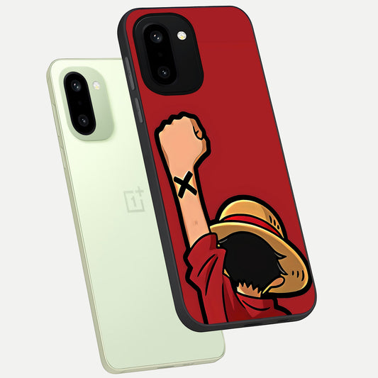  Luffy X Spirit phone case For Oneplus 15R showing premium glass back cover with detailed artwork