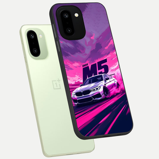  MS Neon Car phone case For Oneplus 15R showing premium glass back cover with detailed artwork