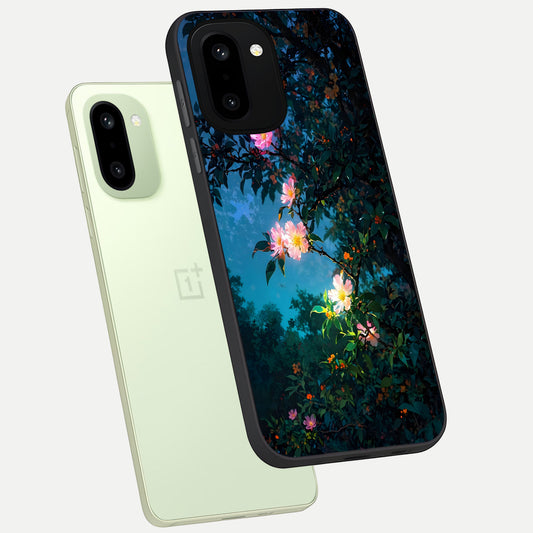  Midnight Bloom Glow phone case For Oneplus 15R showing premium glass back cover with detailed artwork