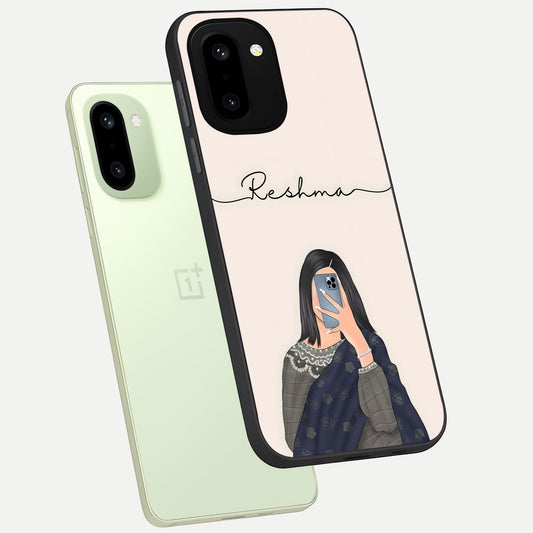  Mirror Mood Muse With Custom Name phone case For Oneplus 15R showing premium glass back cover with detailed artwork