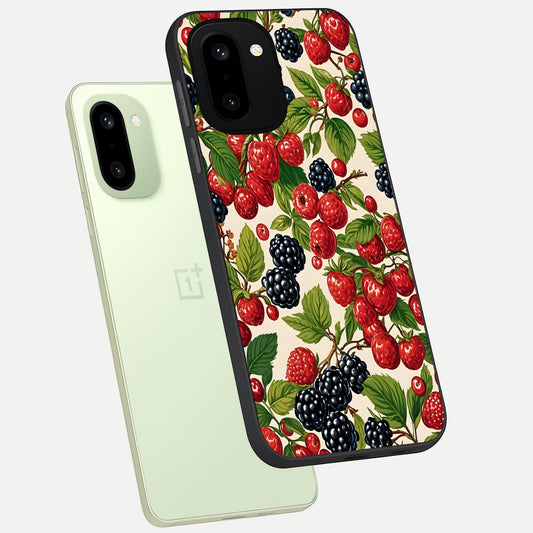  Mixed Berry Collage phone case For Oneplus 15R showing premium glass back cover with detailed artwork