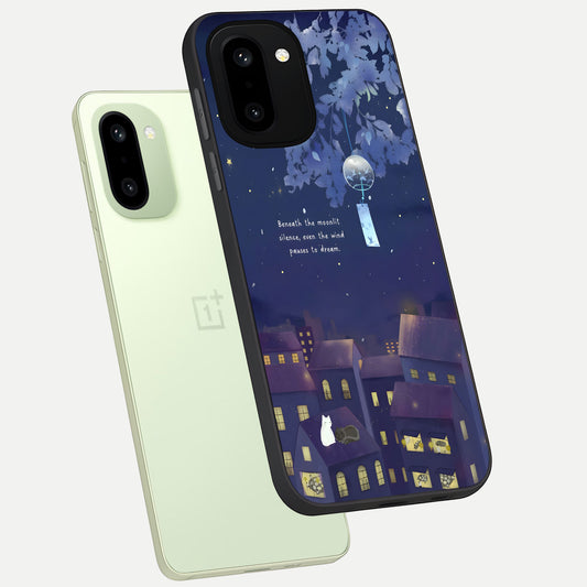  Moonlit Cat Silence phone case For Oneplus 15R showing premium glass back cover with detailed artwork