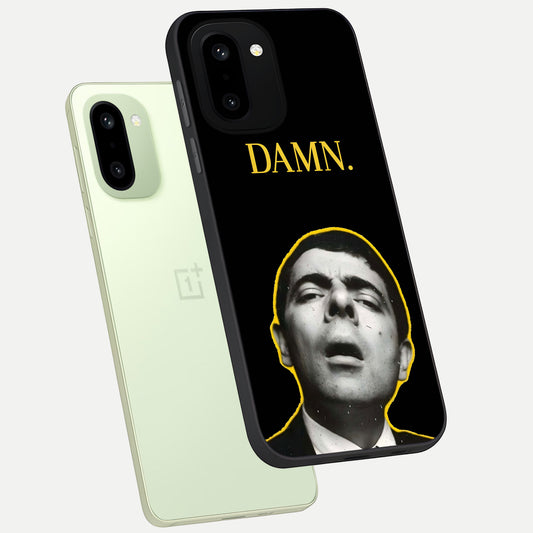  Mr Bean Damn phone case For Oneplus 15R showing premium glass back cover with detailed artwork