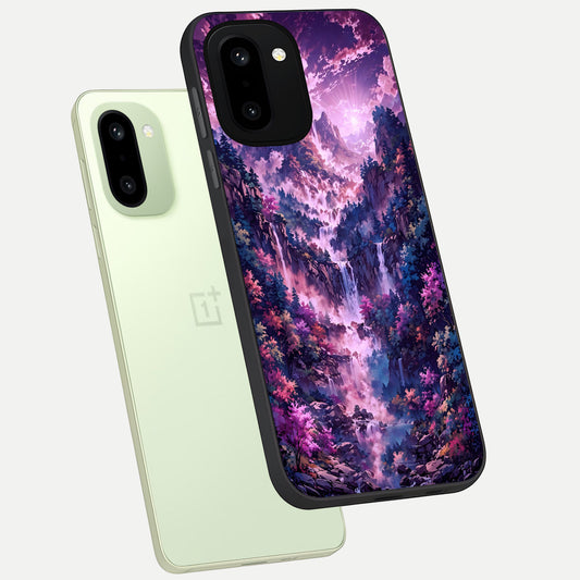  Mystic Cascade Peaks phone case For Oneplus 15R showing premium glass back cover with detailed artwork