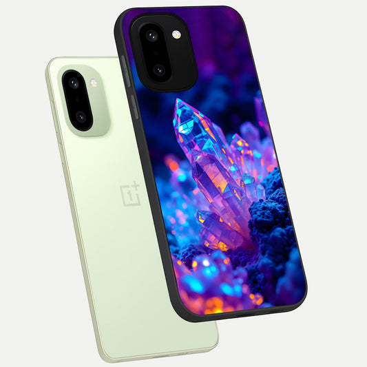  Neon Aura Shards phone case For Oneplus 15R showing premium glass back cover with detailed artwork